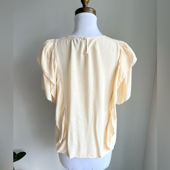 ANTHROPOLOGIE MAEVE FLUTTER SLEEVE BLUSH PINK BLOUSE SIZE SMALL - Picture 4 of 5